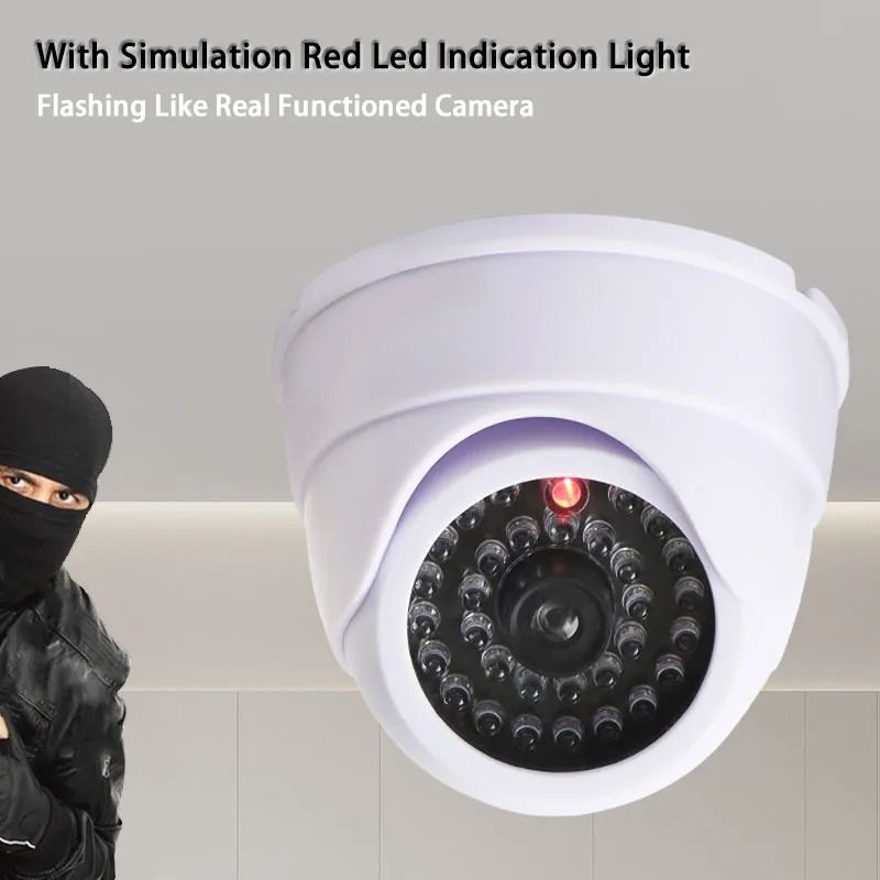 Dummy Dome CCTV Camera with Flashing LED Security Decoy