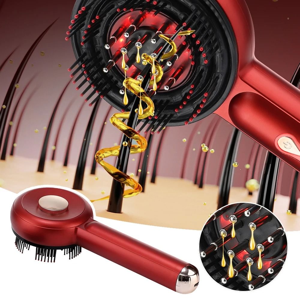 Electric Microcurrent Hair Massage Comb with Red Light Therapy and Scalp Kneading Function