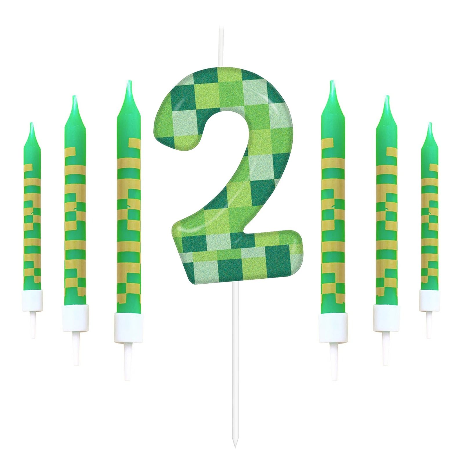 Pixelated Gamer Theme Birthday Candle Set