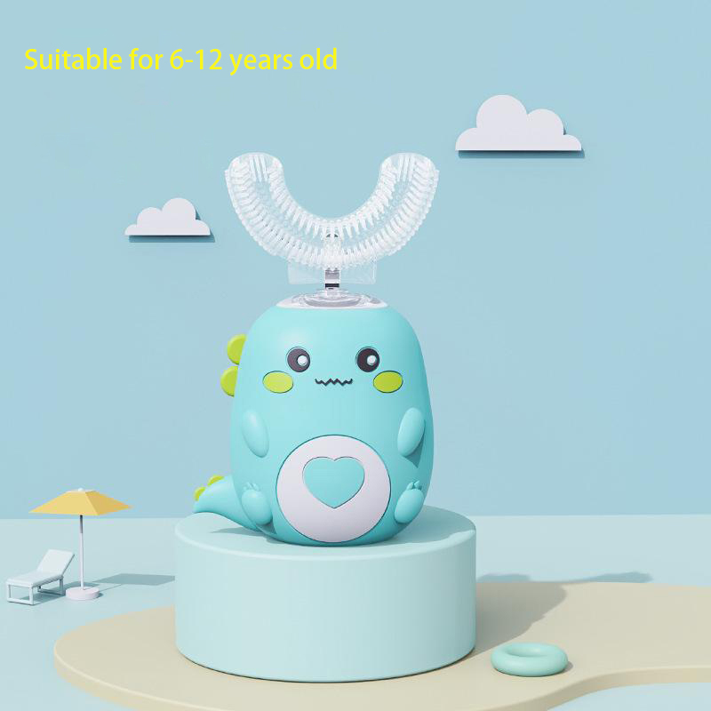 Smart Cartoon Kids Silicone Toothbrush, Children U-shaped Electric Toothbrush, Automatic Rechargeable Sonic Toothbrush