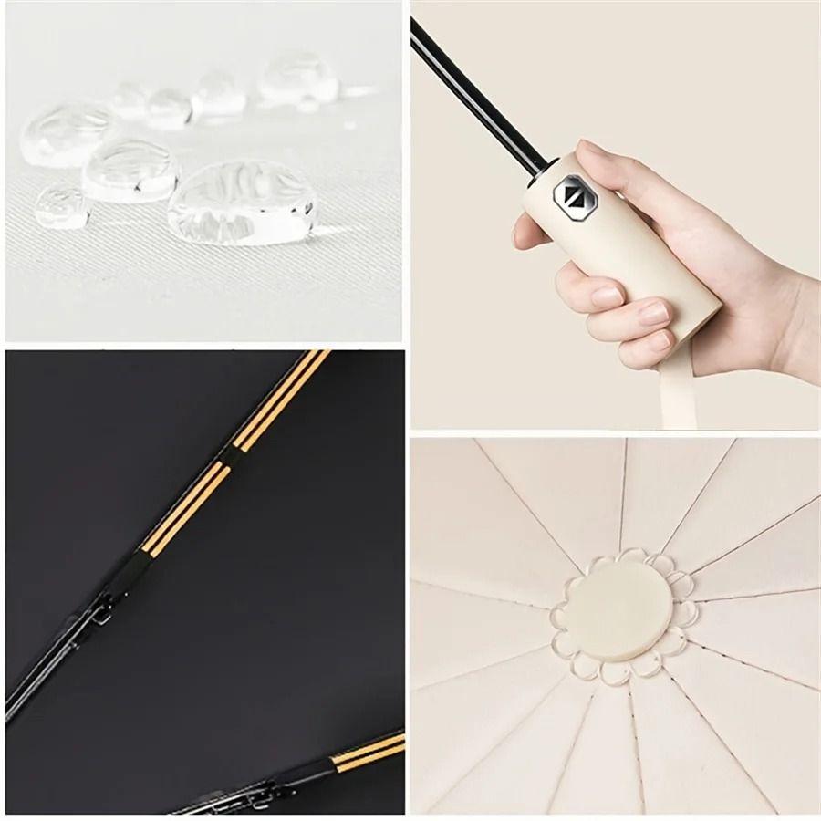 12 Bone Automatic Folding Umbrella UV Resistant Three Fold Durable Keel