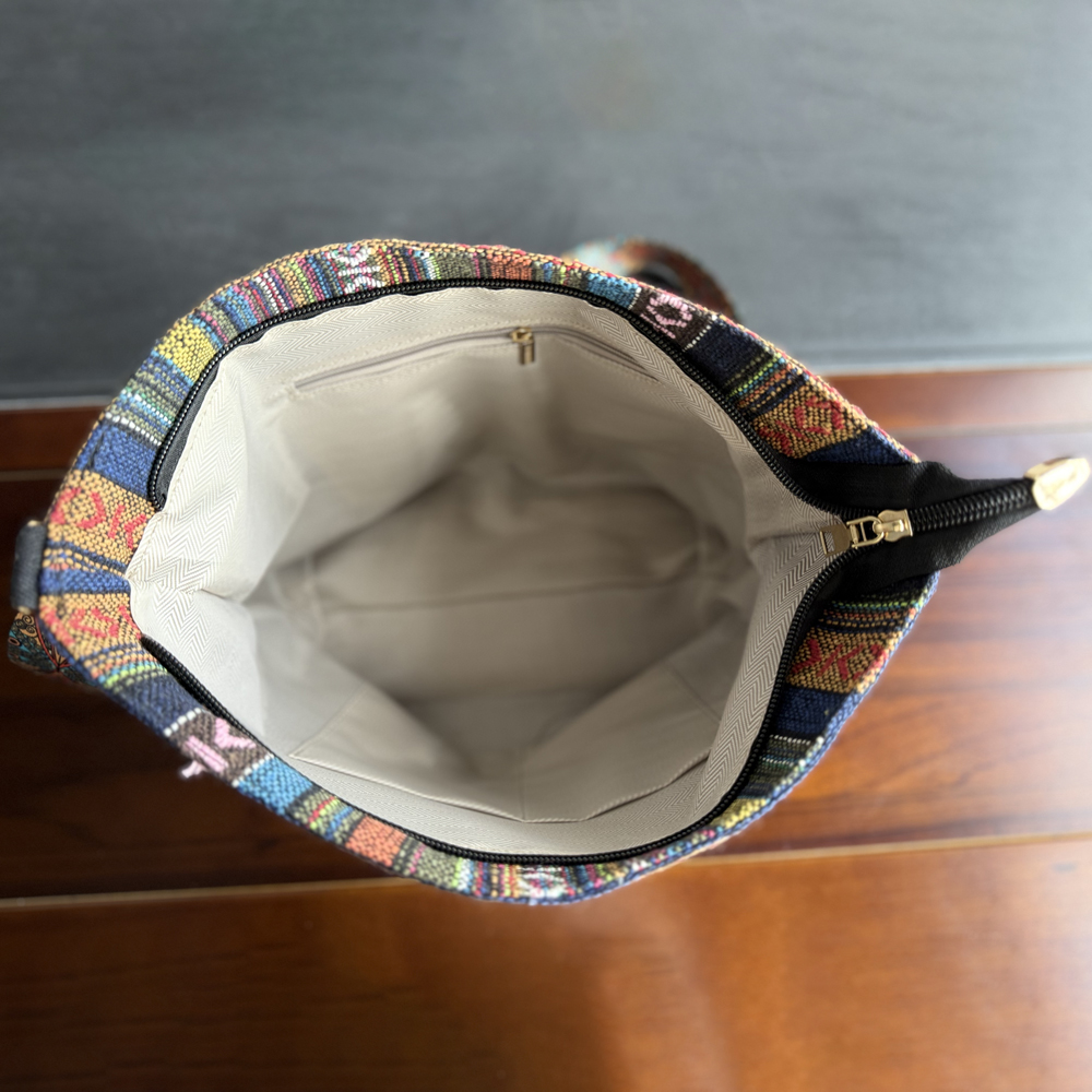 Boho Striped Bucket Crossbody Bag for Women
