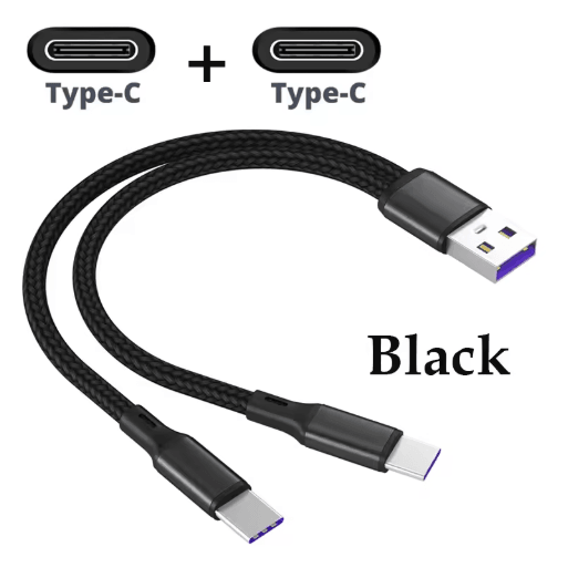 1.2m 2-in-1 Fast Charging Cable – Type-C & Micro USB Y Splitter Data Cable