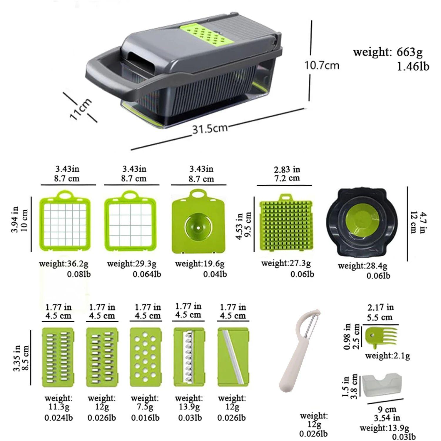 16-in-1 Vegetable Chopper & Vegetable Slicer Dicer Set with Container and Interchangeable Blades