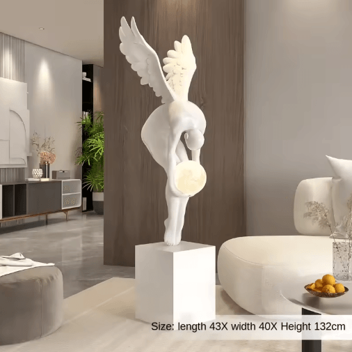 Luminous Wing Sculpture – Modern Nordic Resin Wing Statue for Living Room Decor