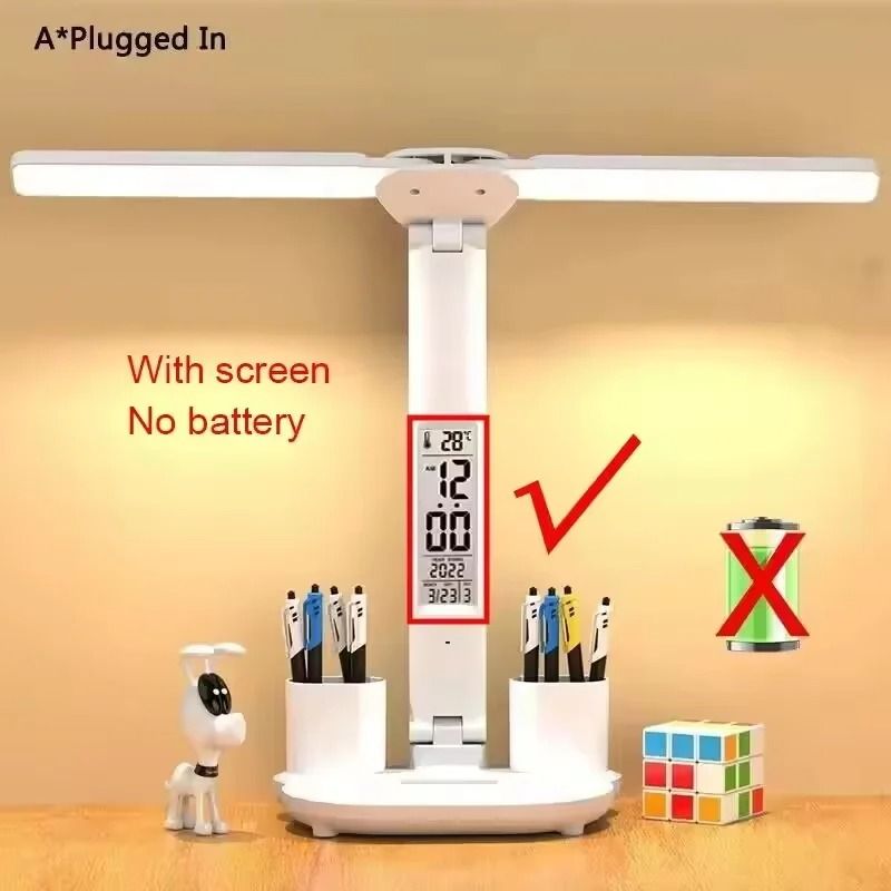 Double-Headed LED Table Lamp – Eye-Protection Reading Light with Smart Display