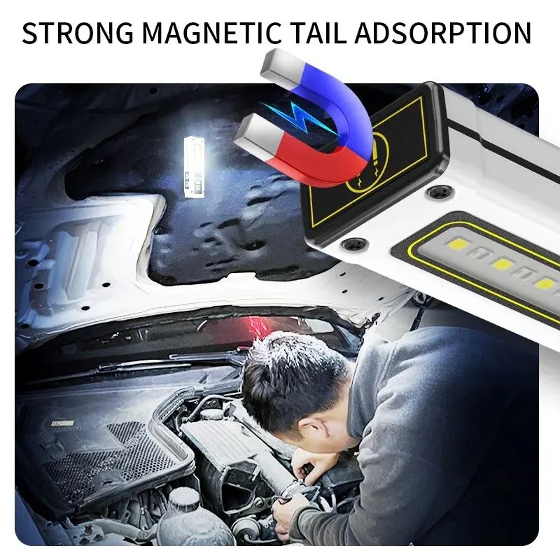 Super Bright LED Work Light, Waterproof Emergency Flashlight with Magnet Alarm SOS Keychain & Power Bank