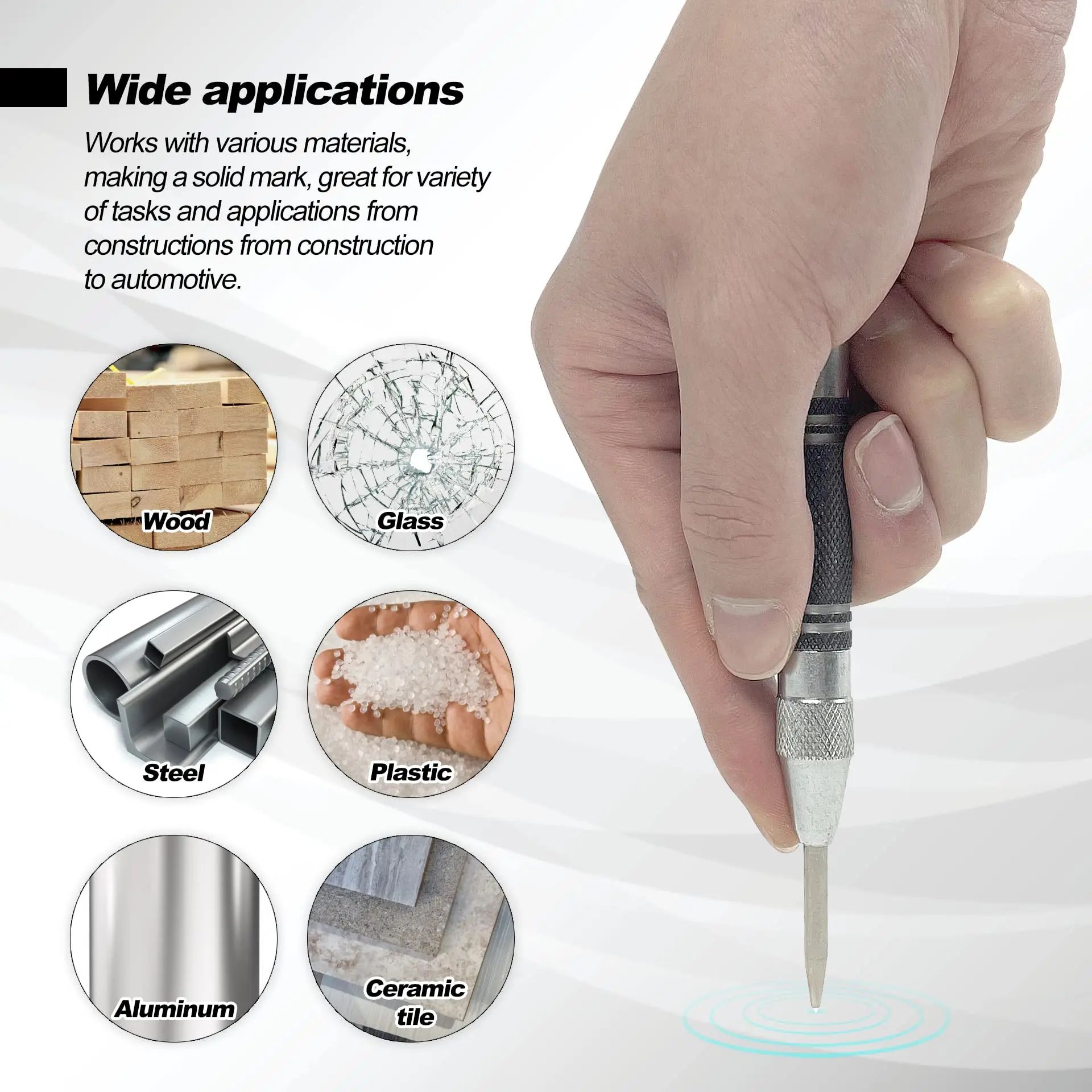 PrecisionForce Automatic Center Punch – Spring-Loaded Metal & Wood Marking Tool