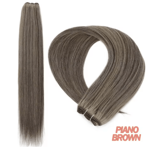 32-Inch Ombre Straight Synthetic Hair Bundle, 200g High-Temperature Fiber (27/613, Brown, Grey, M618)