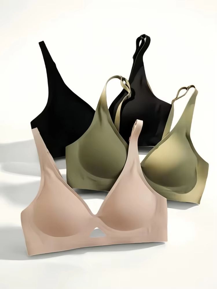 Women's Seamless Push-Up Bra With Pads U-Shape Back Wireless V-Neck Lingerie