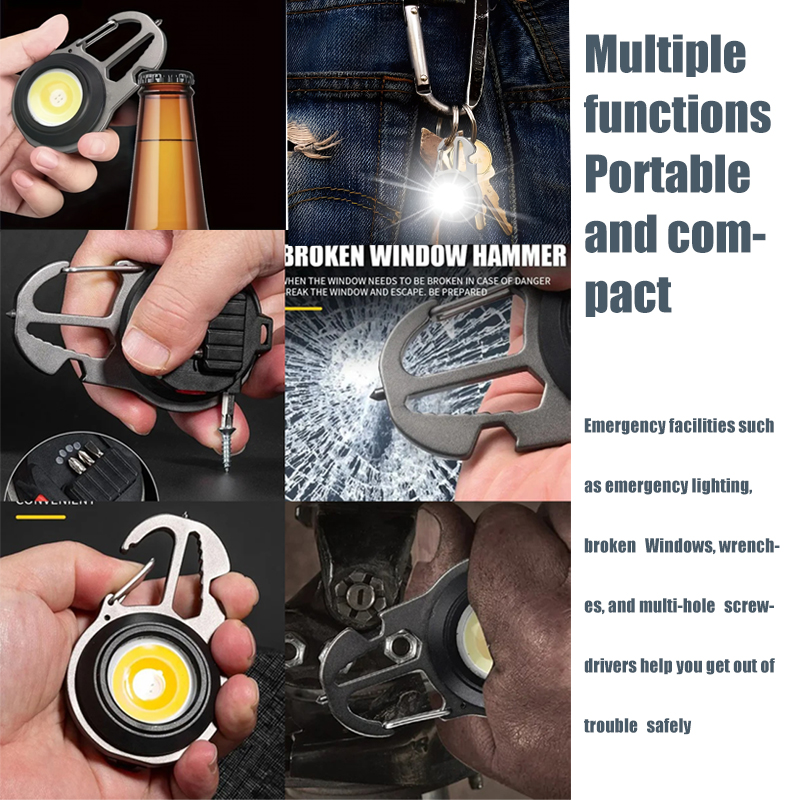 Rechargeable Mini Keychain Flashlight COB LED Portable Work Light for Camping Emergency Repair