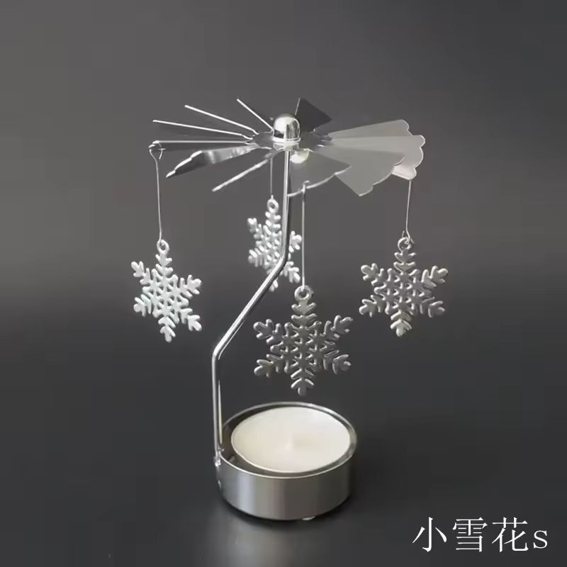 Rotating Metal Carousel Tea-Light Candle Holder - Festive Spinning Xmas Centerpiece