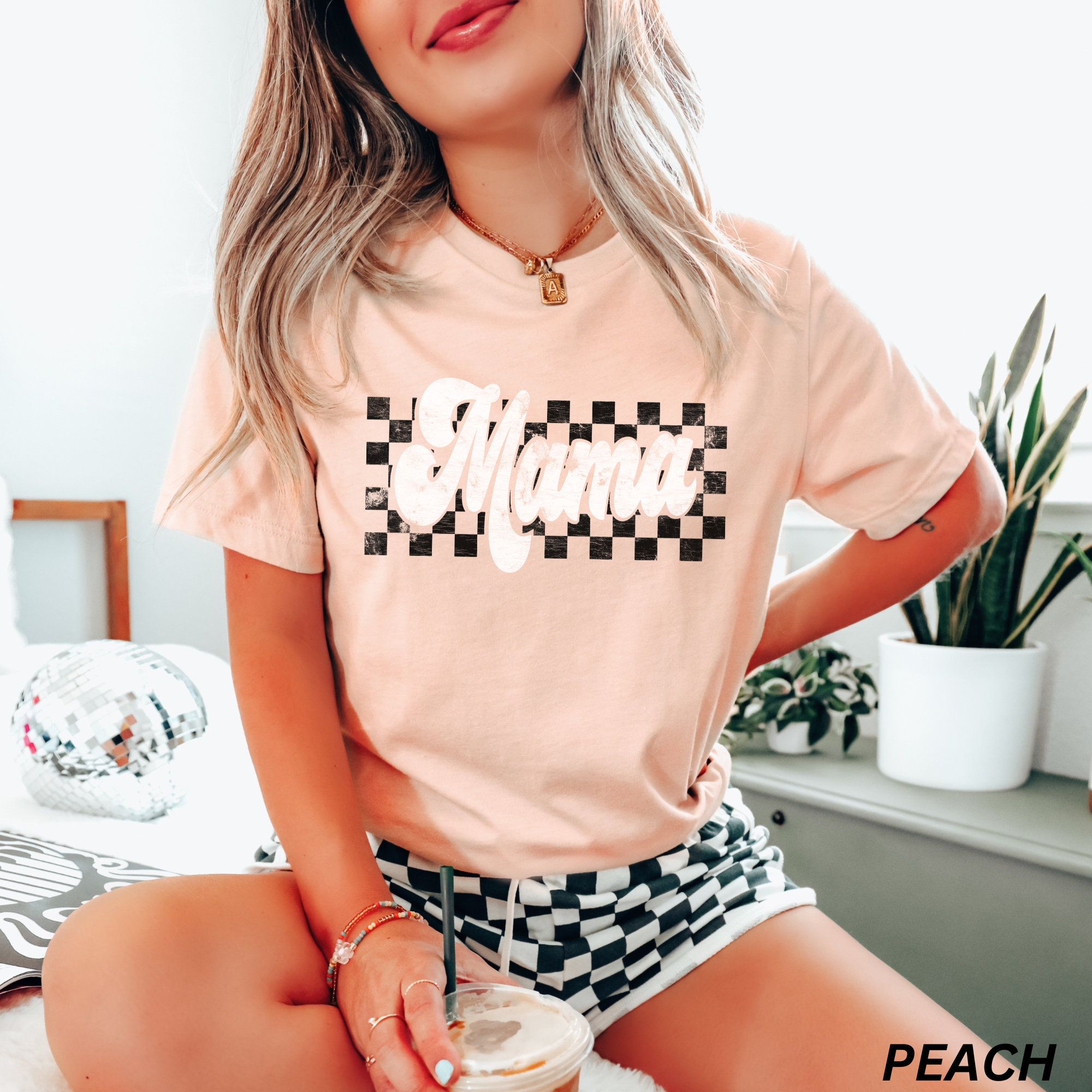 Checkered Mama Shirt, Retro Mama Shirt, Mother's Day Gift, Mom Life Shirt, Motherhood Shirt, Cute Mom Shirt, Mom Gift