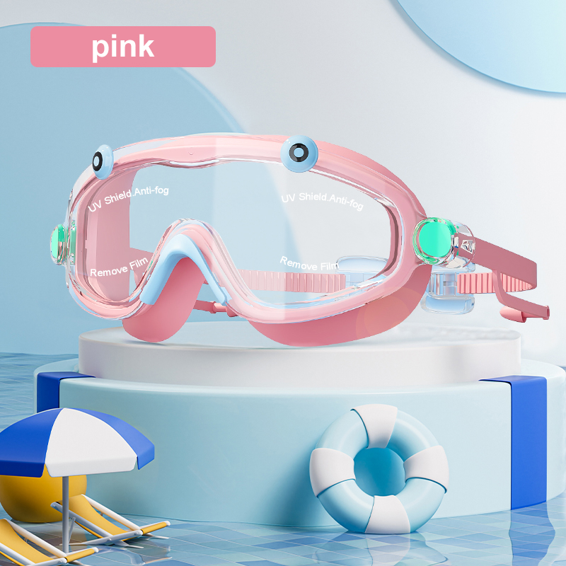 Kids Anti Fog Swim Goggles with Earplugs Wide View No Leak Silicone Mask