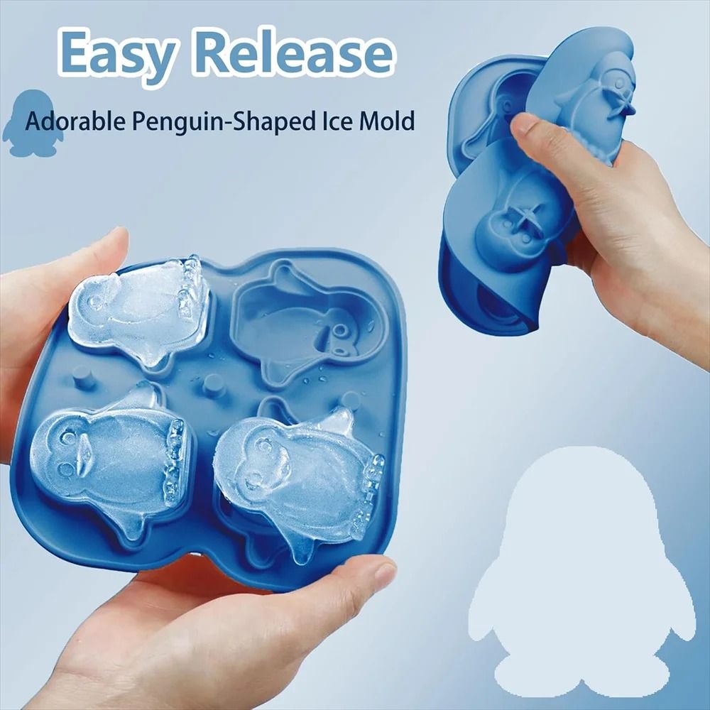 Premium Penguin Silicone Ice Cube Tray – 3D Novelty Flower & Animal Mold with Leak-Proof Lid