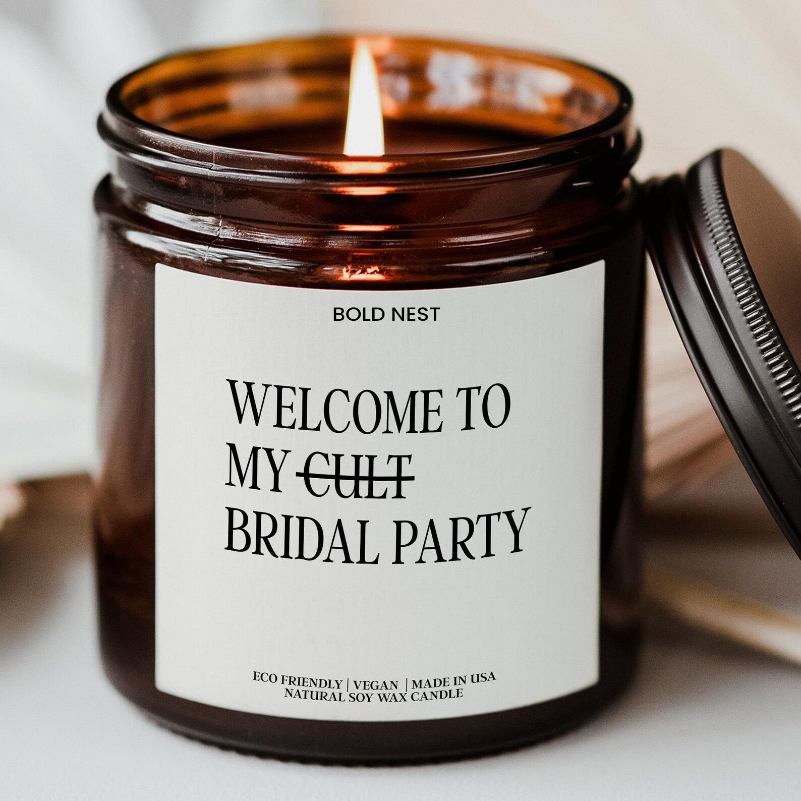 Personalized Bridesmaid Candle Gift – Funny Bridal Party Proposal Candle, Custom Wedding Favor