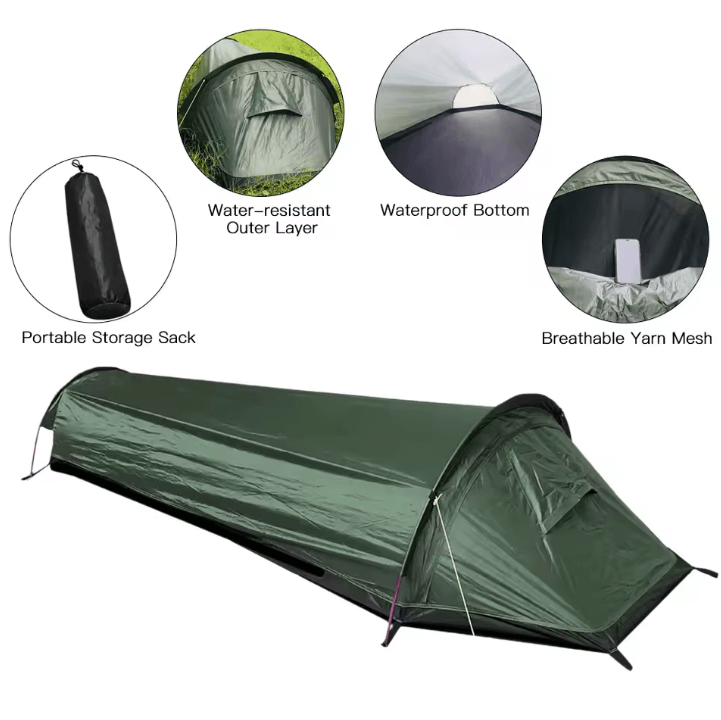 Lightweight Single Person Backpacking Tent Waterproof Portable Camping Hiking Tent for Outdoor Survival Travel
