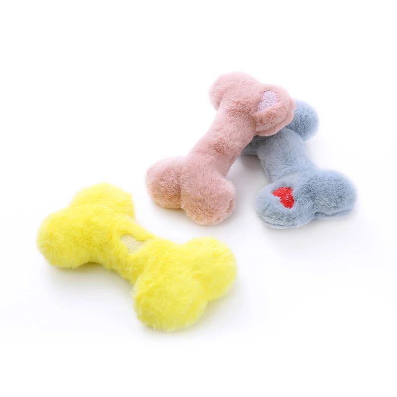 Cute Bone Shaped Squeaky Plush Toy for Dogs