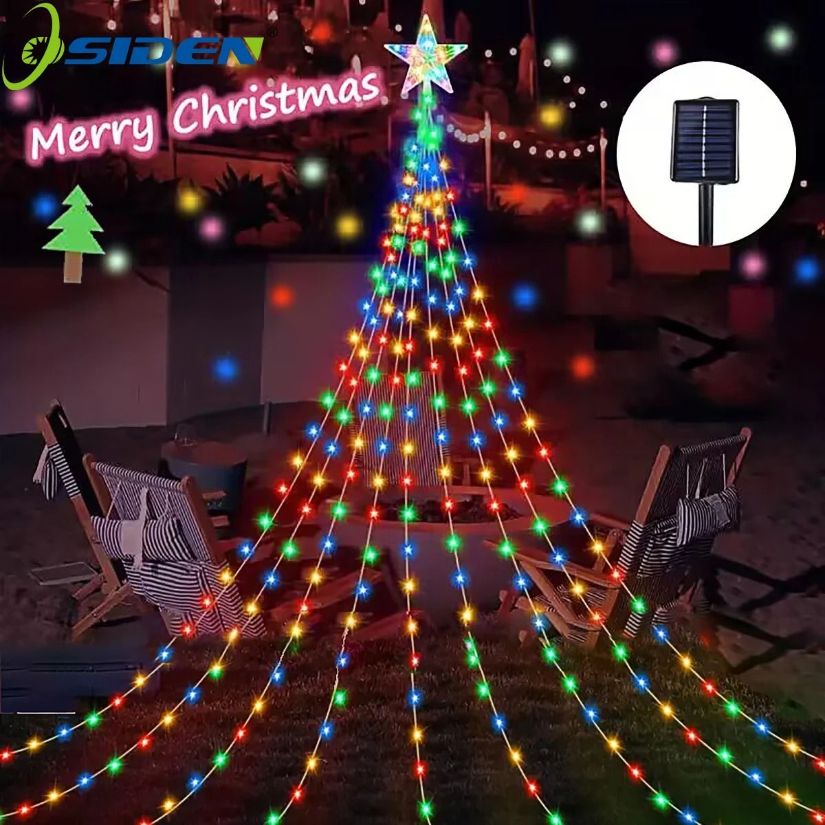 Solar Pentagram Outdoor Waterproof String Lights