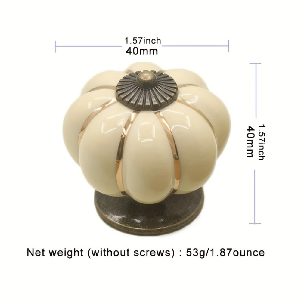 Vintage Pumpkin Ceramic Cabinet Knobs Decorative Drawer Pulls for Kitchen Cabinets and Furniture