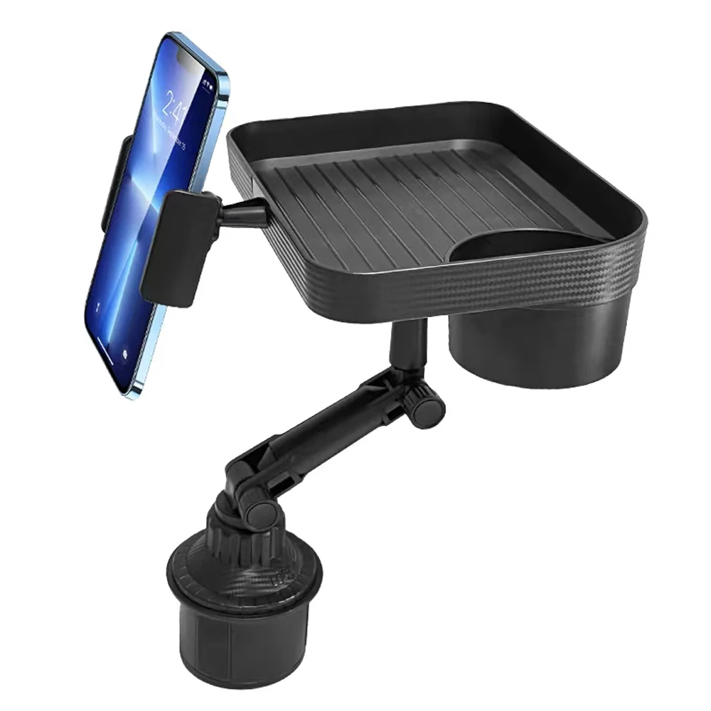 Adjustable Car Cup & Phone Holder Tray with Rotation