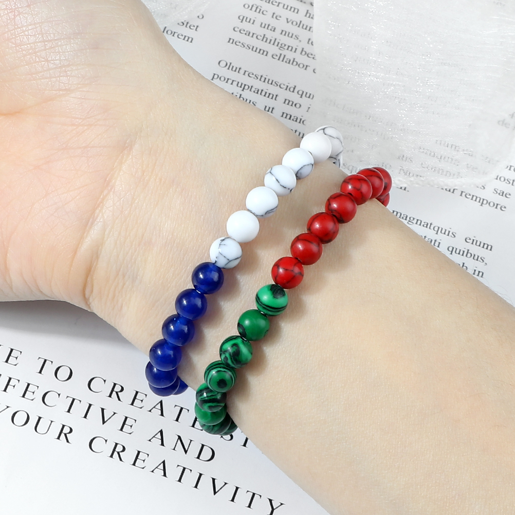 Classic Natural Stone Palestine Flag Bracelet, Men Women National Flag Beads Bracelet, Christmas Prayer Beads Jewelry