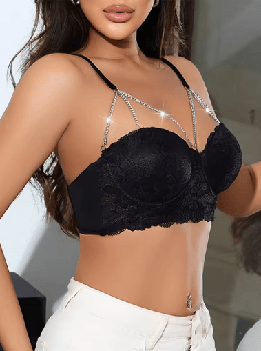 Diamond Chain Lace 3 to 4 Cup Underwire Push Up Bra