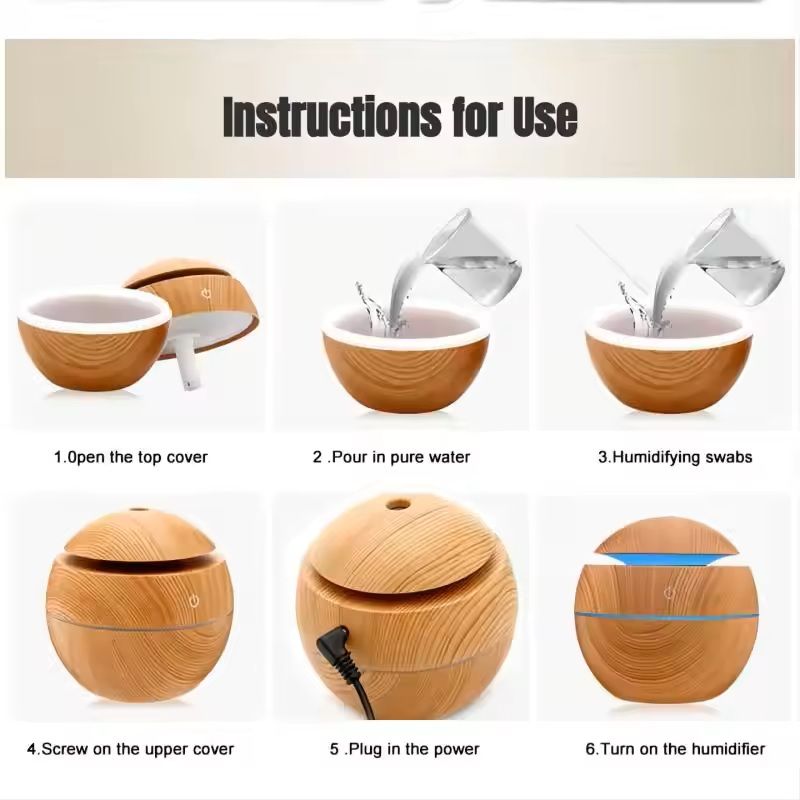 USB Mini Wood Grain Aroma Diffuser and Air Purifier
