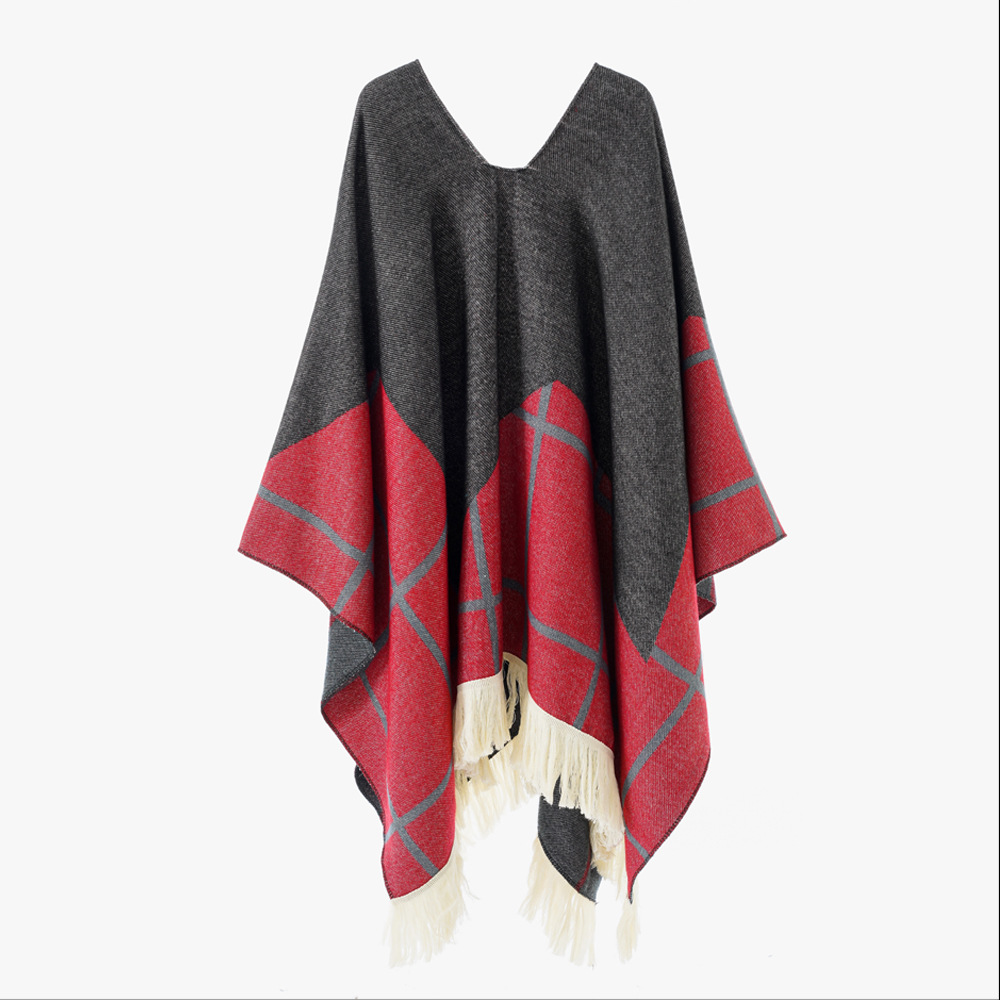 Unisex Cool Fashion Cowboy West Style Pullover Cape, Soft Acrylic Cashmere Poncho, Long Wrap Cloak Overcoat, All Season