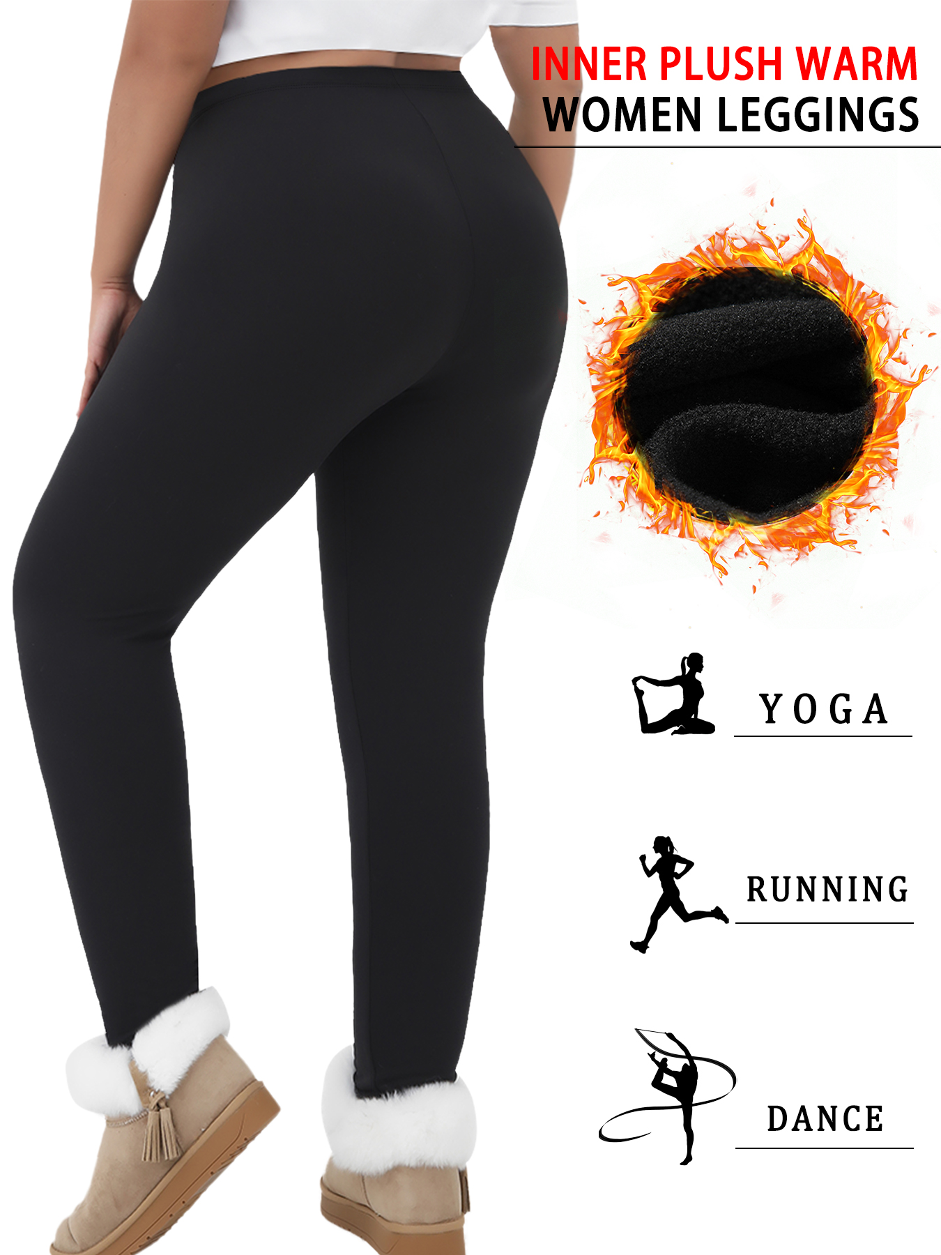 Thermal Warm Pants For Cold Winter Running, Plus Size Super Soft Fleece Lined Leggings Women, Workout Yoga Running