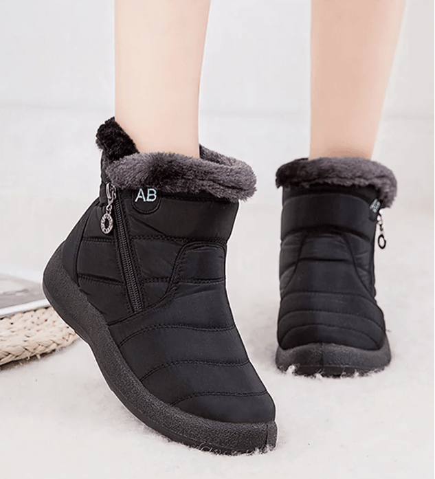 CozyStep Womens Waterproof Winter Ankle Boots with Fur Lining and Low Heels