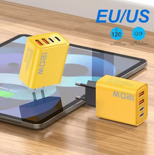 120W 4 Port USB C Fast Charger PD Quick Charge 3.0 Power Adapter for Phones Tablets