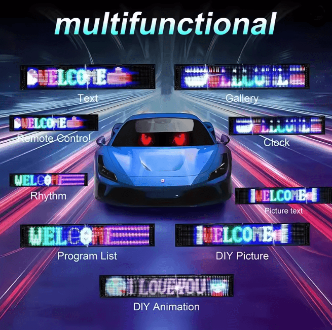 LED Matrix Car Windshield Display with App Control Flexible LED Car Display Panel