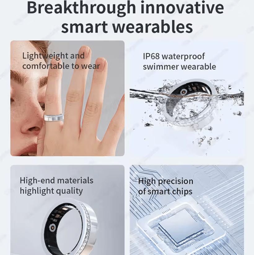Smart Health Bluetooth Ring with Heart Rate and Sleep Monitor