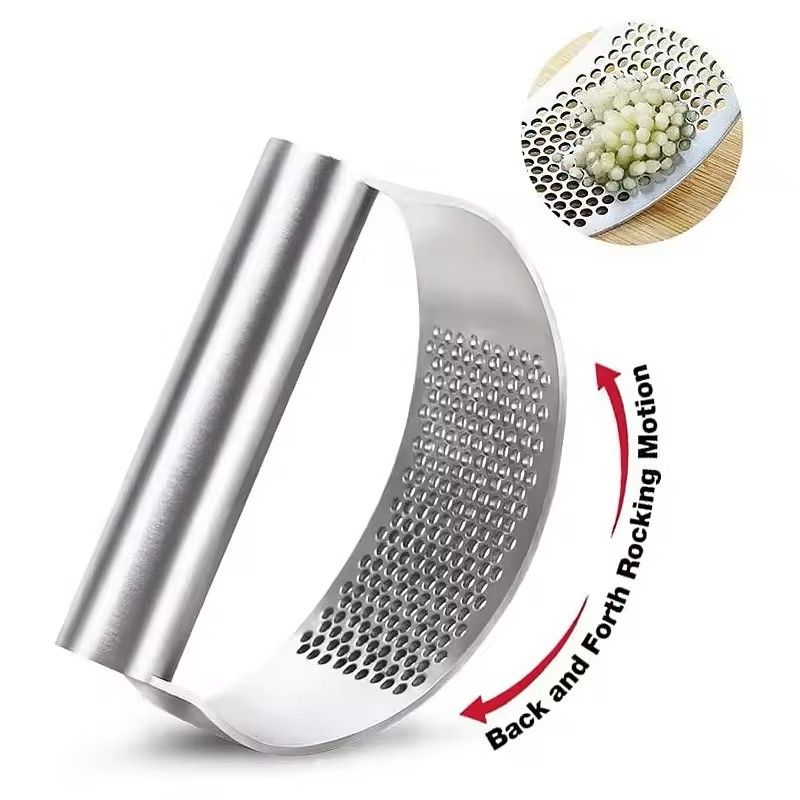 Upgraded Stainless Steel Garlic Press Rocker Manual Garlic Ginger Crusher and Mincer Kitchen Tool