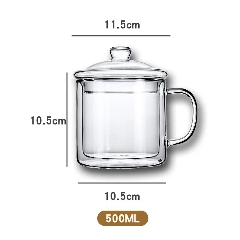 Retro Soviet Double Walled Glass Coffee Mug with Handle