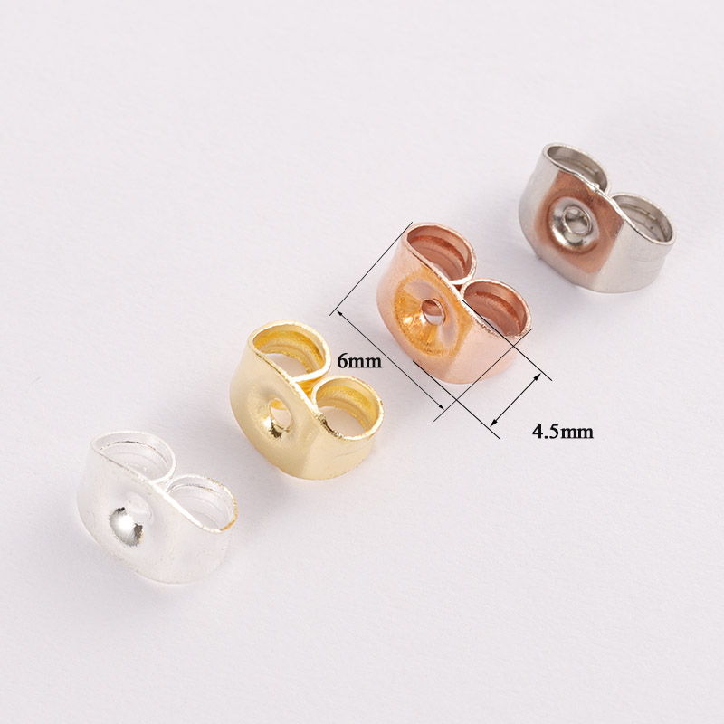 100pcs 6x4.5mm Stainless Steel Ear Nuts: Gold, Silver & Rose Gold Tone Butterfly Earring Backs for DIY Jewelry Making