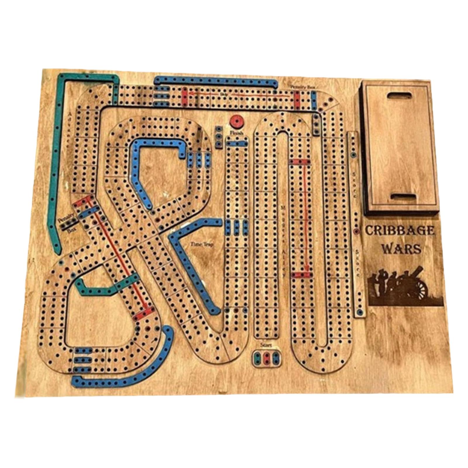 Wood Ornament Traditional Cribbage Board Game Set, Classic Wooden Design for Adults & Kids