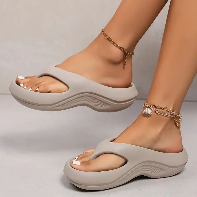 Comfortable Cloud Slippers, Thick Platform Eva Flip Flops for Women, Summer Clip Toe Non Slip Beach Sandals