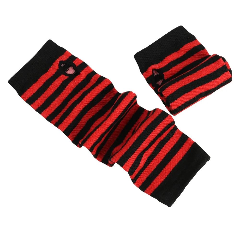Winter Knit Fingerless Elbow Gloves Unisex – Hip-Hop Stripe Arm Warmers