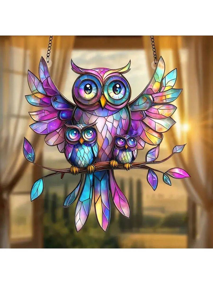 Colorful Owl Pendant Light Decorative Animal Hanging Lamp for Home Decor