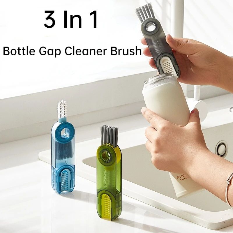3-in-1 Bottle Gap Cleaner Brush – Multifunctional Silicone U-Shaped Cup & Lid Cleaning Tool