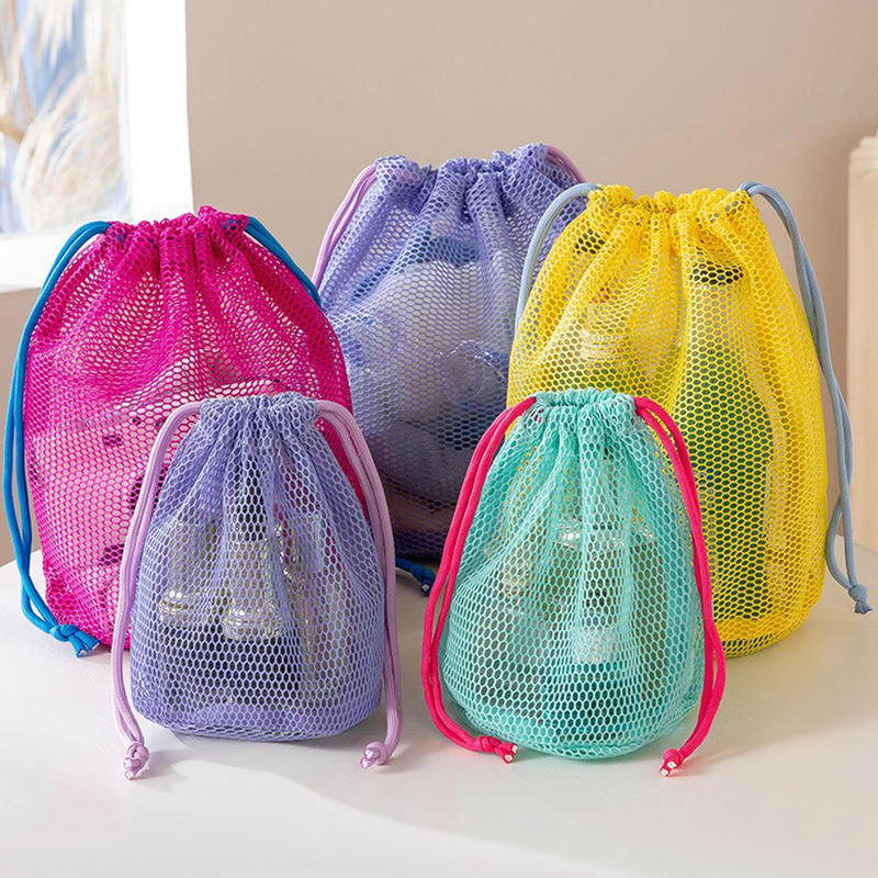 Storage Pouch Bag Travel, Nylon Mesh Drawstring Makeup Bag, Outdoor Activity Pouch for Digital Products
