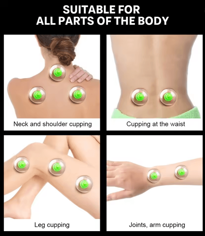 6 Piece Vacuum Cupping Therapy Set with Suction Pump for Body Massage and Cellulite Relief