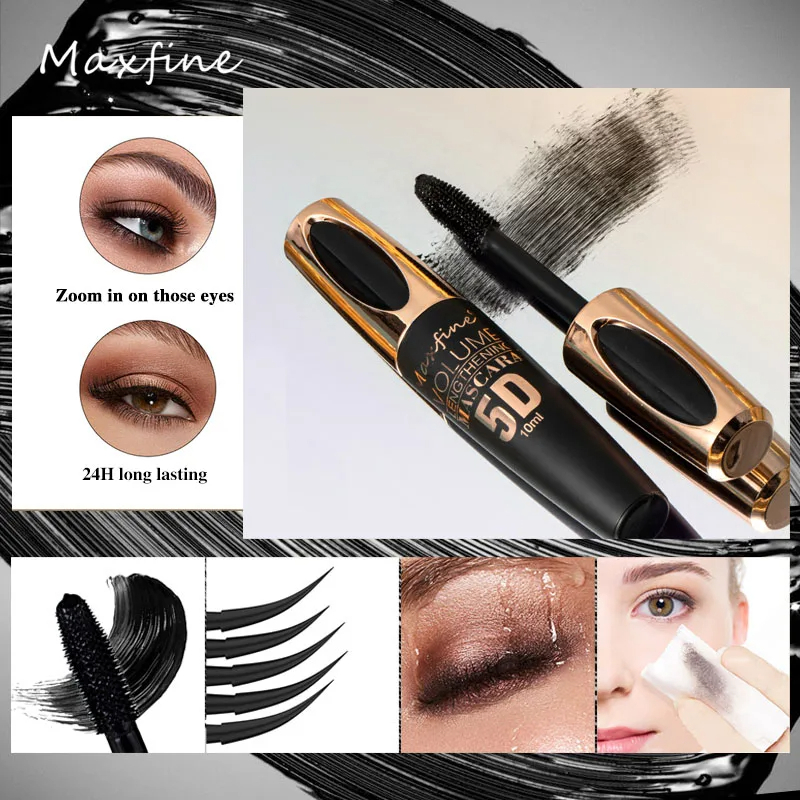 5D Silk Mascara with Big Eyes Silicone Brush Head Multi-coloured Priming Waterproof Mascara Long Lasting