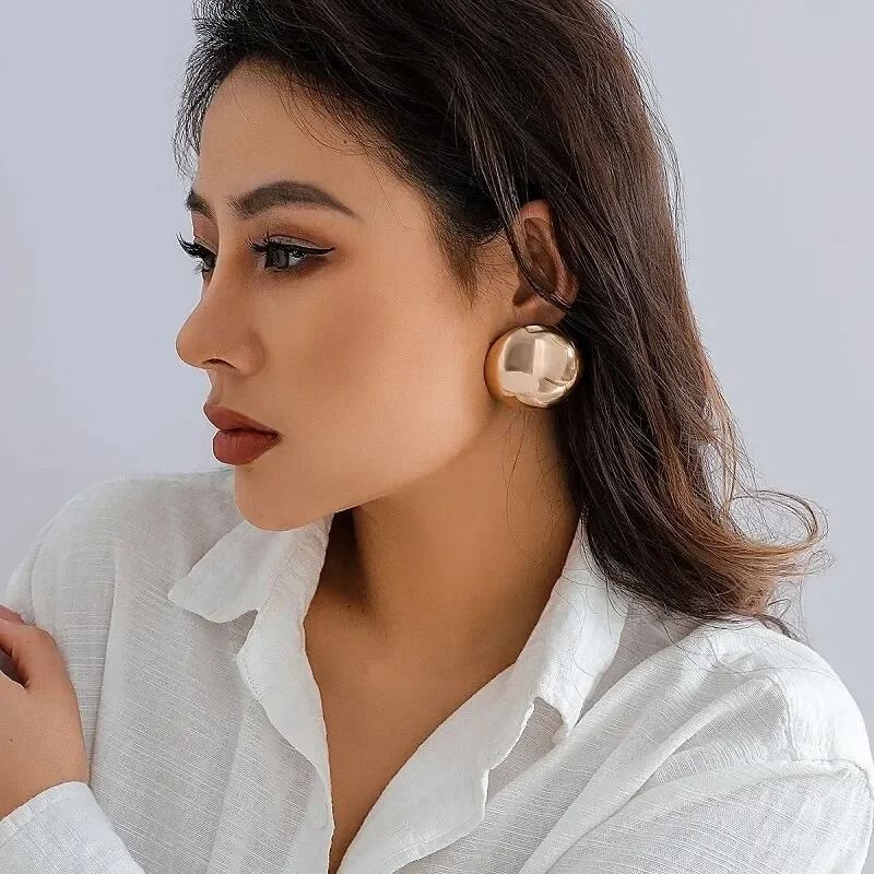 Smooth Metal Ball Stud Earrings