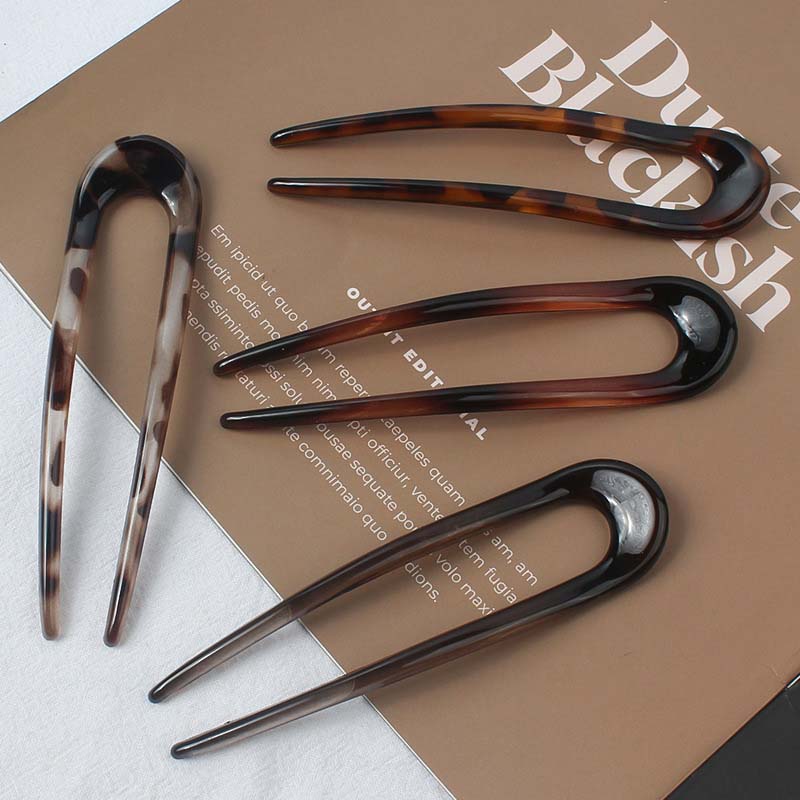 Elegant Acetate U Shaped Hair Fork for Women Stylish Geometric Hairpin