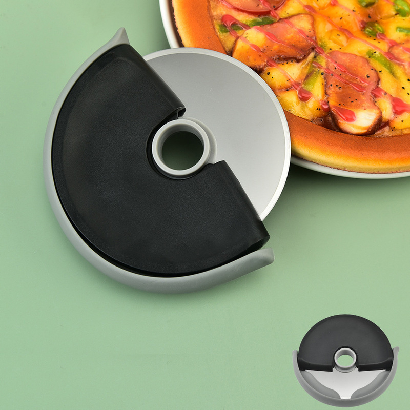 Stainless Steel Round Wheel Pizza Cutter with Lid Dough Roller Slicer for Pastry Baking Kitchen Accessories