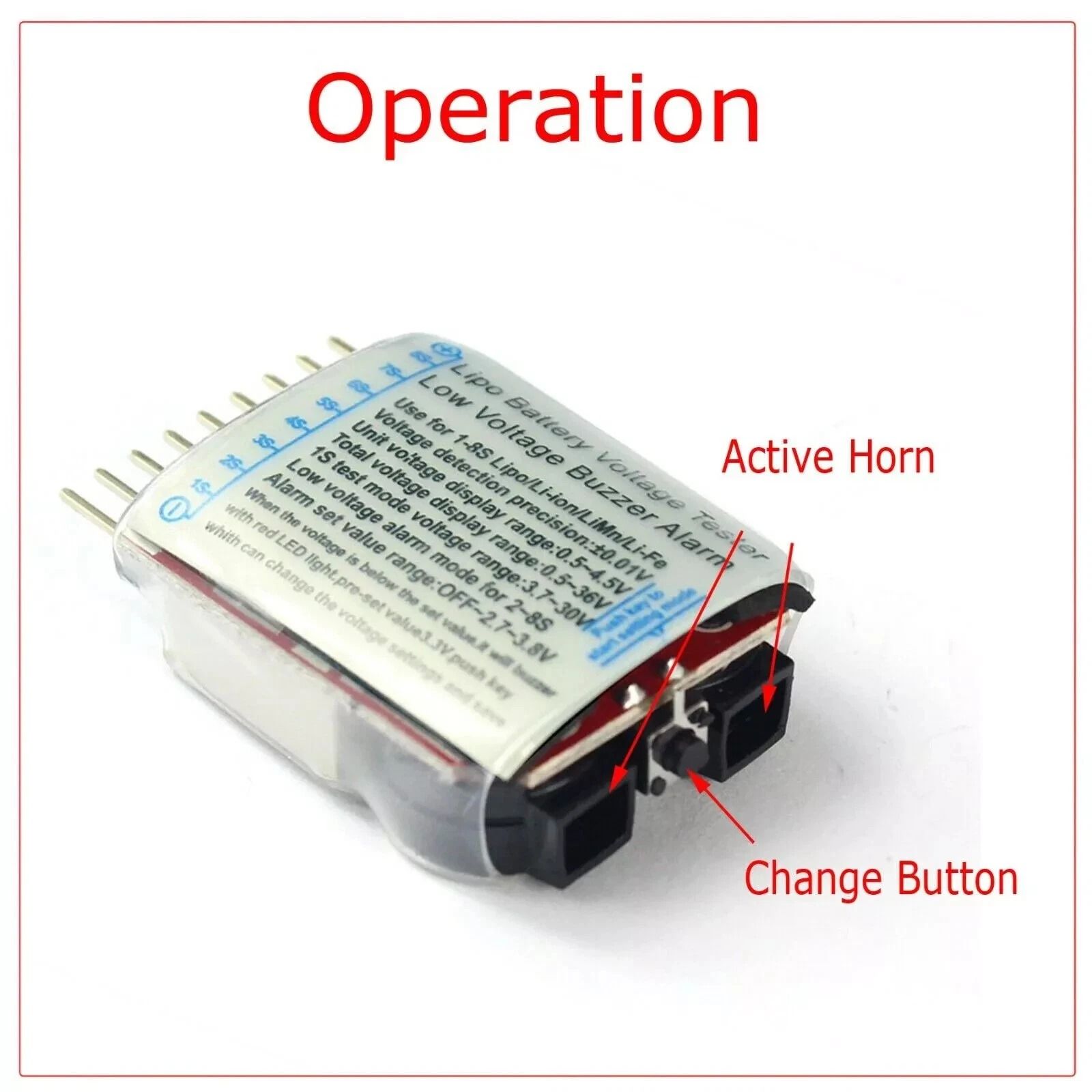 RC Alarm 1S-8S Buzzer Indicator, Lipo Battery Low Voltage Tester, LED Checker