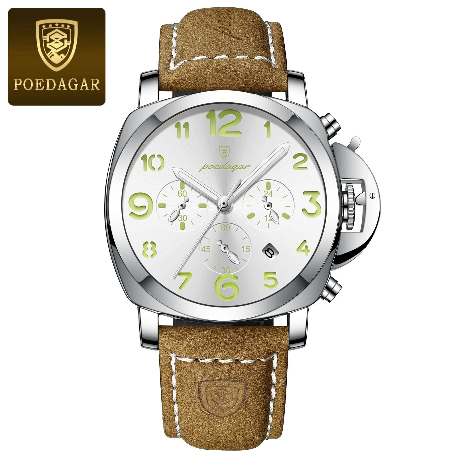 Luxury Military Waterproof Watch with Luminous Leather Strap Quartz Movement